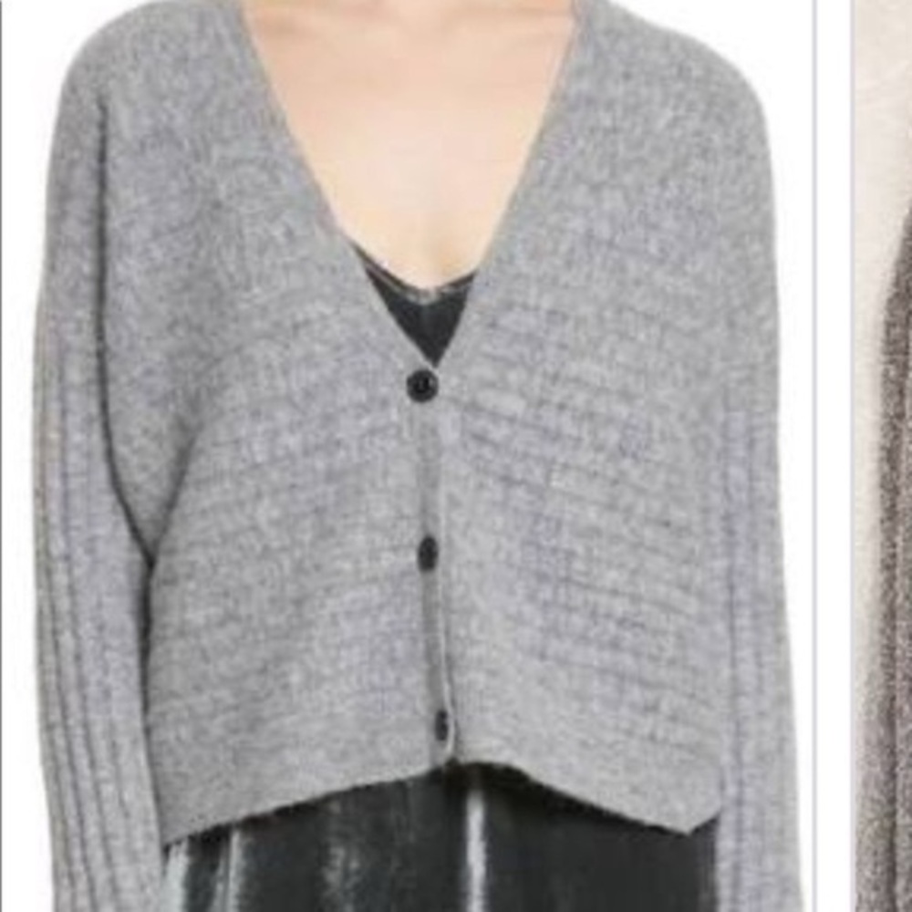 ATM Chenille Gray button down Cardigan sweater